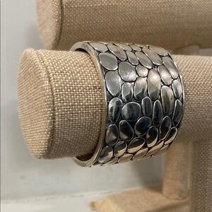 Silver Textured Cuff Bracelet Wide by St. Thomas
